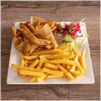 Met friet, salade en saus apart